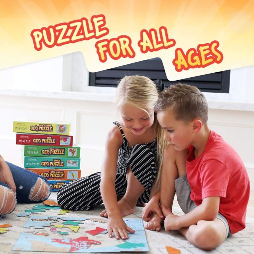 GeoToys GeoPuzzle, Set de 6 rompecabezas de forma de pais, Juego de Geografia, Rompecabezas de Mapa, Edades de 6-7-8-9 anos - Imagen 4