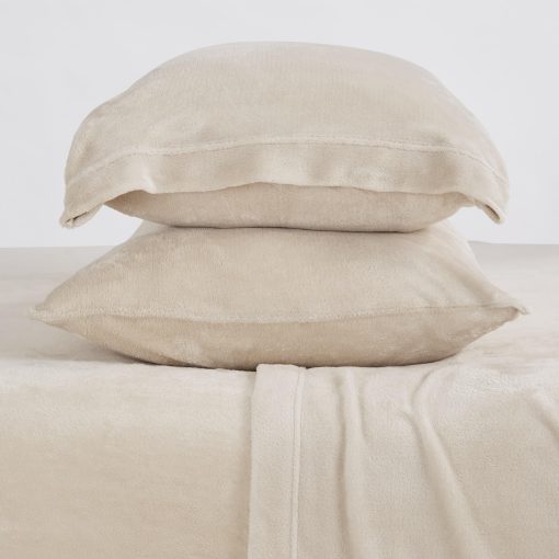 Juego de sabanas Ultra Suaves de Micro Franela NY Loft con Bolsillos Extra Profundos | Juego de Sabanas de Terciopelo Extra Suave | Super Suave Felpa Polar | Abrigo Acolchado de Terciopelo Suave Tribeca Collection (King, Beige) - Imagen 9
