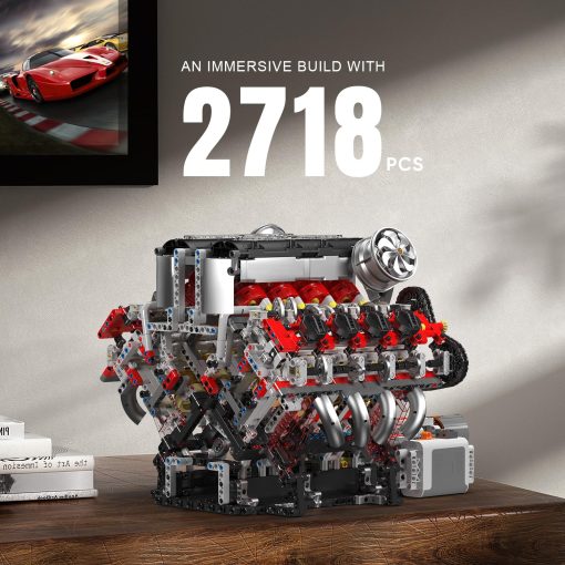 Juego de bloques de construccion del motor V8 Mould King, Kit de modelo de motor V8 que funciona, Kit de construccion de modelo de ingenieria MOC con bateria y motor, Juguetes de ingenieria STEM para ninos, 2718 bloques de construccion para adultos - Imagen 5