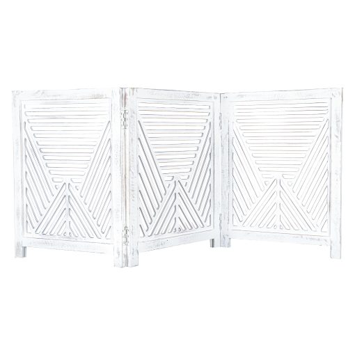 Puerta para perros, Puerta para mascotas, Puertas para perros interiores, Puerta para perros extra ancha para la casa, Puerta para perros para escaleras, Puertas para cachorros, Puertas de seguridad para mascotas, Puertas de madera plegables 24x18 blanco antiguo, 3 paneles - Imagen 4