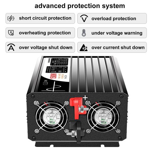 Inversor de Onda Sinusoidal Pura Xijia 1500W (Potencia Pico 3000W) DC 36v a 120v Inversor 60HZ Convertidor Solar para Uso en el Hogar Coche (DC36V (Rango 30V-45V) 1500W) - Imagen 8