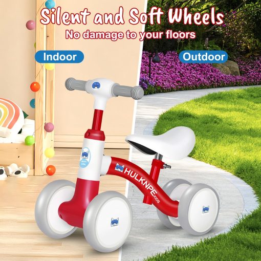 Bicicleta de Equilibrio para Bebes de 1 ano, para Ninos Ninas, 12-24 Meses, con 4 Ruedas, Asiento y Manillar Ajustables, Regalos de Primer Cumpleanos (Rojo) - Imagen 6