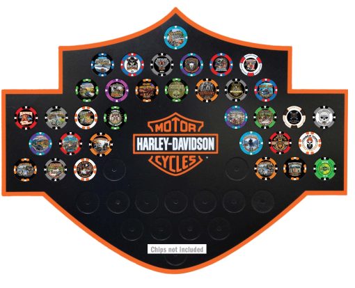 Porta Fichas de Poker Coleccionable Harley-Davidson Bar & Shield con Marco Magnetico 48 Piezas