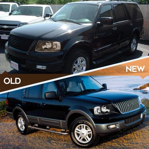 Conjunto de Faros Delanteros Para Ford Expedition 2003-2006 Carcasa Negra Reflector Claro Lente Claro Lado del Conductor y del Pasajero - Imagen 6