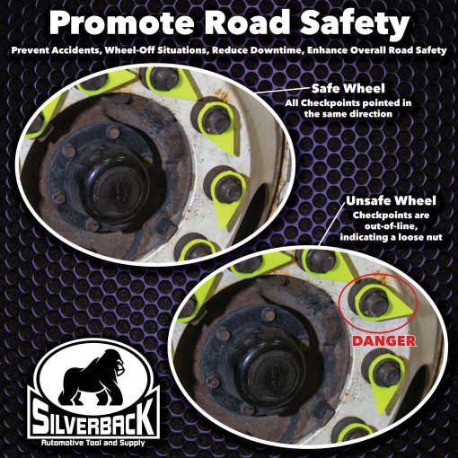 Juego de indicadores de tuerca floja Silverback Automotive Heavy-Duty - Bolsa de 100. Simplifique las inspecciones previas al viaje de las ruedas y maximice la seguridad y el mantenimiento de los neumaticos de camiones comerciales y vehiculos de Clase A. - Imagen 3