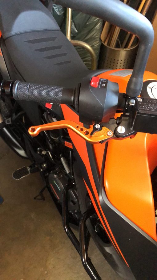 Palancas de Freno y Embrague Cortas RIDE IT para RC125 RC200 RC390 2014 2015 2016 2017 2018 2019 2020 2021, 390 Adventure 2020-2021, Compatible con Duke 125/200/390 2014-2021 - Naranja - Imagen 4