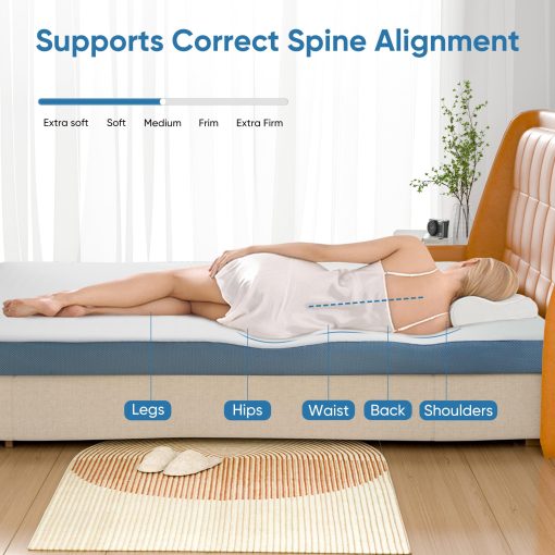 Colchoneta de 4 Pulgadas para Colchon Twin XL, Colchoneta de Espuma Viscoelastica Firme Extra, Colchoneta de Cama de Espuma de Alta Densidad para Alivio del Dolor, con Funda Suave Extraible, Certificado CertiPUR-US - Imagen 7