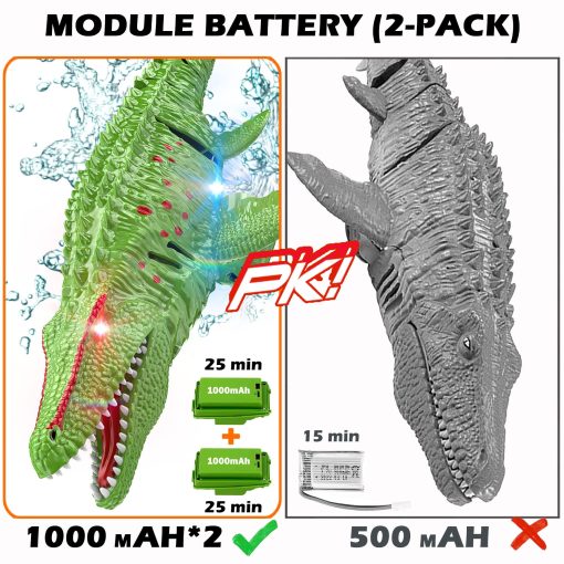 HScopter Dinosaurio de Control Remoto, Barco RC de Juguetes de Agua con Modulo de Luz y Baterias para Piscina Lago Bano Fiesta de Cumpleanos Ninos Ninas - Imagen 3