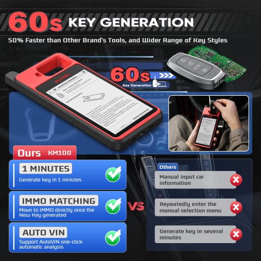 Autel MaxiIM KM100(X) Key Fob Programming Tool, Renovacion de por Vida, ultima Version 2024 Lite de IM508 IM608, Generacion de Llaves en 60s, Aprendizaje de IMMO por OBD en 99% de Autos, Lectura Escritura Clonacion de Ch~ips, APB112 Incorporado, 2PCS IKEYs - Imagen 4