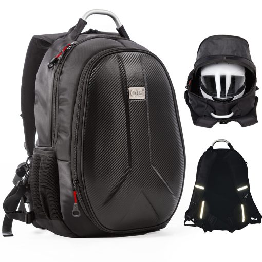 Mochila Impermeable OG Original GetAway para Motocicleta, Hombre, con Cubierta Dura, Gran Capacidad, Expandible 35L-45L, Bolsa para Casco de Motocicleta, Mochila para Casco, Antirrobo, Reflectante, USB, Portatil