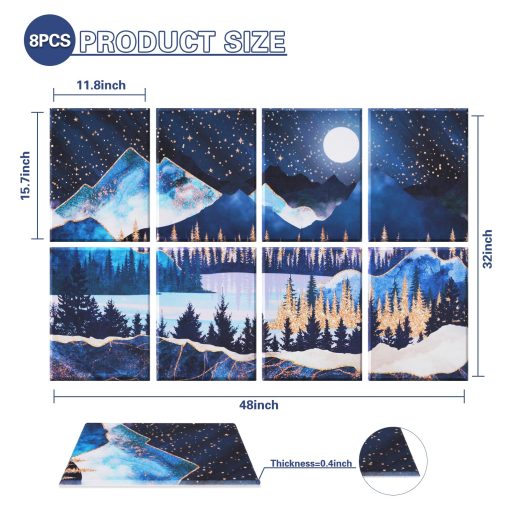 Tutmyrea 8 Pack Paneles Acusticos de Arte, 48"X32" Paneles de Pared Autoadhesivos Insonorizantes, Paneles Absorbentes de Sonido Decorativos, Tratamiento Acustico para Estudio y Hogar - Oficina (Bosque de Noche Estrellada) - Imagen 6