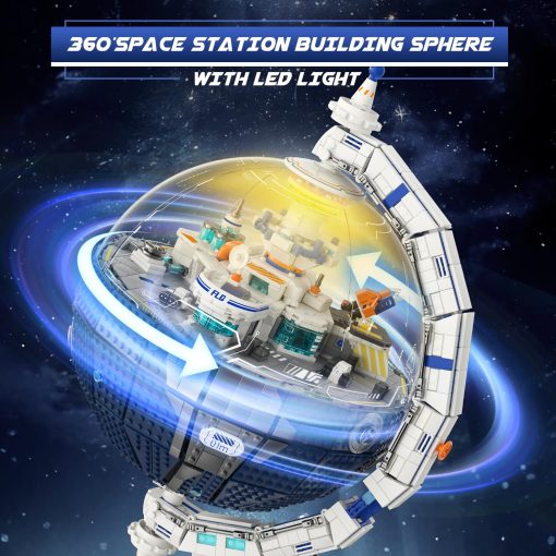 Set de construccion de la Estacion Espacial NUTCRACKER Globe para Adultos, Modelo de Bloques de Globo Terrestre Giratorio 360? con Luz, Kit de Construccion de Estacion Espacial Planetaria, Regalo de Cumpleanos Navideno para Nino Nina 14+ (2803 Piezas) - Imagen 4