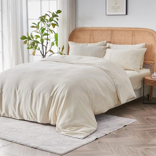 Funda de Edredon SIJO AiryWeight Tencel, 100% Lyocell Derivado de Eucalipto, Extra Suave, Mejores Sabanas de Refrigeracion por Architectural Digest (Fog, Full/Queen 90"x90")