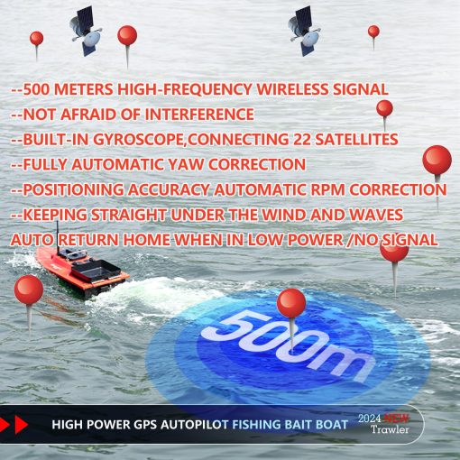 Barcos de pesca de cebo de alta velocidad RC para pesca en oceanos y lagos CRESEAPRODUCTS, alcance de 500M, carga de 4.5KG, control de crucero - Imagen 4
