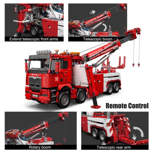 Kit de Construccion Mould King 17027 Road Rescue Truck, 4883 Piezas Modelo de Grua Neumatica Grande Technik con 7 Motores, Camion de Control Remoto y Control de Aplicacion, Regalo para Ninos/Adultos Enthusiastas de Vehiculos - Imagen 2