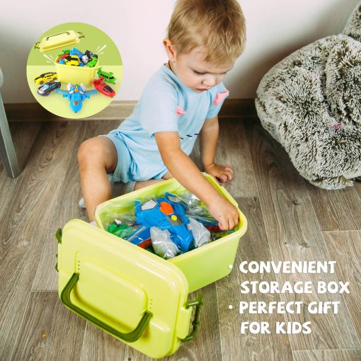 Juego de Vehiculos Magneticos QUERCITRON 5 en 1, Transformable a Robot, Kit de Figuras de Accion para Ensamblar y Mezclar con Caja de Almacenamiento, Regalo de Cumpleanos y Navidad para Ninos y Ninas de 3 a 7 Anos - Imagen 4