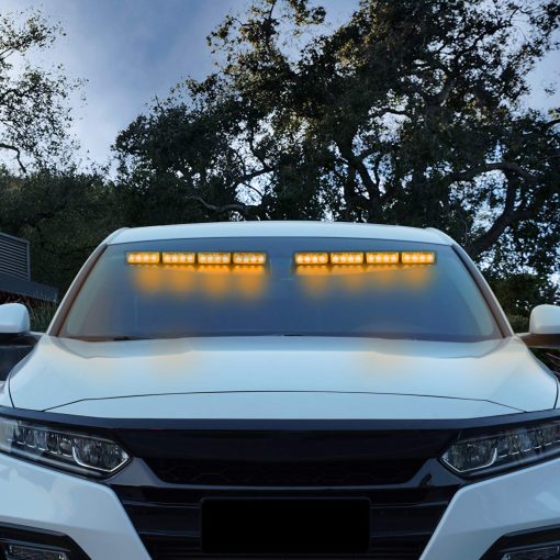 ASPL 32LED Luces de Visera 26 Patrones de Destello Luces de Emergencia para Parabrisas Advertencia Estroboscopica de Peligro Montaje Dividido Lampara de Tablero con Soporte Extendido (ambar) - Imagen 6