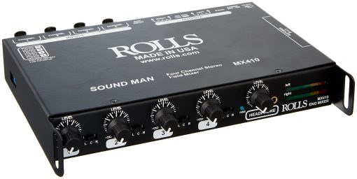 Mezcladora de Campo ROLLS de 4 Canales con Medidores LED, Negro (MX410)