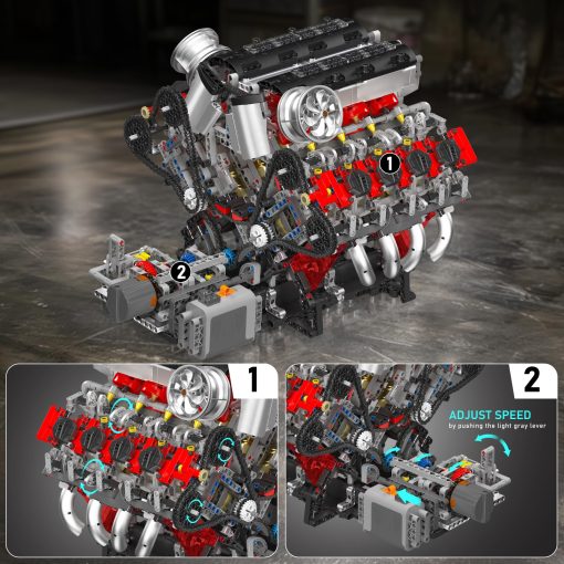 Kit de modelo de motor V8 Mould King 10130 - 2718 piezas para construir tu propio motor de supercoche - Proyecto DIY STEM para ninos/adolescentes, kit de bloques de construccion de hobby para adultos - Imagen 6