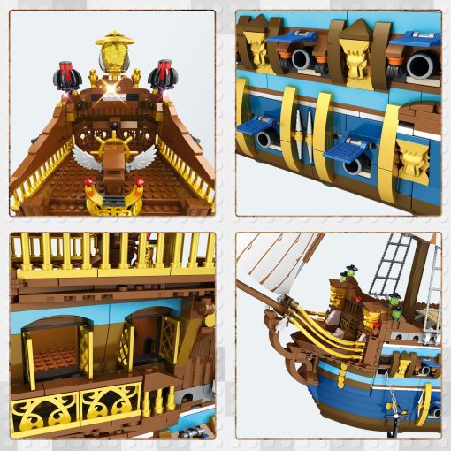 Set de Construccion de Barco Pirata JMBricklayer para Adultos, Hermosa Nave Real con Diseño Escalonado, Atractivos Juguetes de Piratas de Bloques de Construccion Barco Pirata Modelo Grande, Regalos para Adolescentes y Adultos (3162 Piezas) - Imagen 4