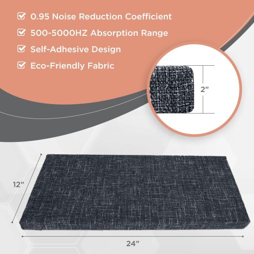 Paneles Acusticos AcoustiDecor para Hogar, Oficina, Estudio 12x24x1" - Atractivo Tela Envuelta para Reducir Sonido, Eco, Ruido. Poliester Duradero, Resistente a la Humedad, Seguro ante Fuego - Imagen 3