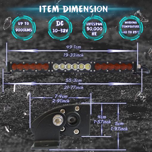Barra de luz Led de fila unica Angel ma 90W 20" Blanco ambar Amarillo Combo de manchas de inundacion Super brillante Barra de luz Led Luces de marcha Luces delanteras Barra de neblina Lampara de trabajo de conduccion todoterreno 4WD Van UTE Truck Bumper 12V - Imagen 3