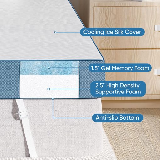 Colchoneta de 4 Pulgadas para Colchon Twin XL, Colchoneta de Espuma Viscoelastica Firme Extra, Colchoneta de Cama de Espuma de Alta Densidad para Alivio del Dolor, con Funda Suave Extraible, Certificado CertiPUR-US - Imagen 4