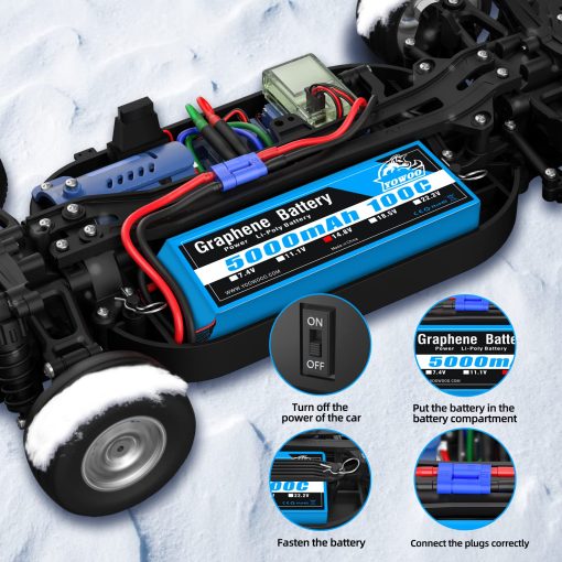 Bateria de Polimero de Litio Yowoo Graphene 14.8V 5000mAh 100C 4S con Conector EC5 Compatible con Coches RC Buggy Truggy Crawler Monster Quadcopter Avion Barco Camion Hobby RC - Imagen 3
