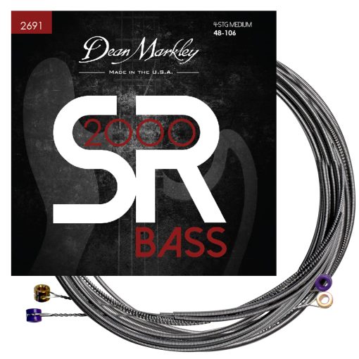 Dean Markley SR2000 Cuerdas de Bajo de Acero Inoxidable, Juego de 4 Cuerdas, 48-106 Medio 4 Cuerdas de Bajo, Cuerdas de Bajo Sedosas y Duraderas con Tono Completo, Hechas en los EE. UU.