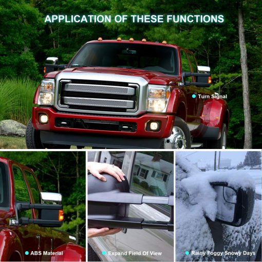 Espejos de remolque cromados SCITOO para Ford 2008-2016 F250 F350 F450 F550 - Imagen 2