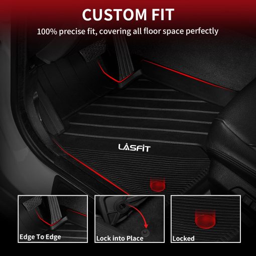 Tapetes LASFIT 2013-2018 para BMW Serie 3 320i 328d 328i 330e 330i 335i 340i RWD y Sedan unicamente (No compatible con 335is, X-Drive, GT) Tapetes de Ajuste Personalizado TPE Todo Clima 1ª y 2ª Fila, Negro - Imagen 2