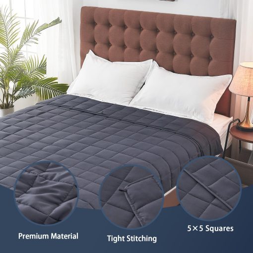 Manta ponderada Yescool para adultos (20 lbs, 88? x 104?, Gris) Manta pesada refrigerante para dormir perfecta para 190-210 lbs, Tamano Queen, Manta transpirable con cuentas de vidrio premium, Lavable a maquina - Imagen 5