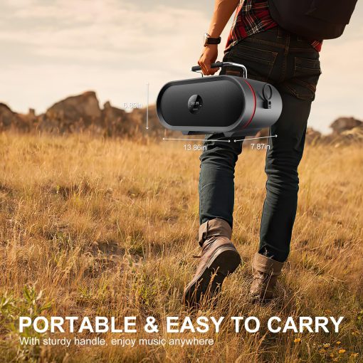 RHM K666 Maquina de Karaoke con Sonido Poderoso y Claro, 2 Microfonos Inalambricos, Bateria Recargable, 8 Horas de Reproduccion, Compatible con Bluetooth/AUX/USB/PC para Casa, Fiesta, Boda, Picnic, Actividades al Aire Libre - Imagen 2