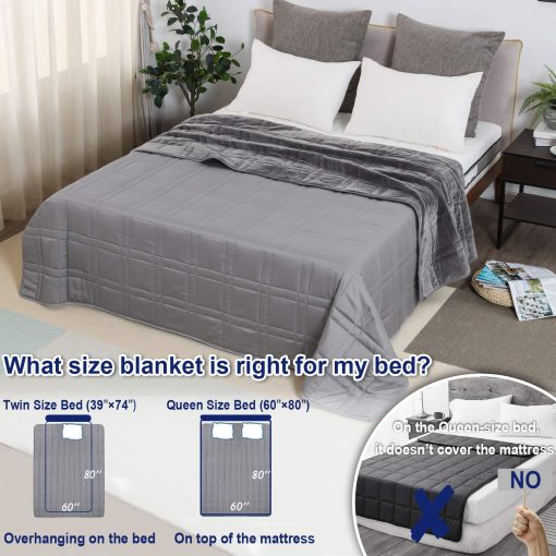 OMYSTYLE Manta Ponderada Reversible de 20 lbs para Adultos (Tamano Twin de 60 x 80 Pulgadas), Tela de Felpa Corta Calida y Tencel Fresco Doble Cara Manta Ponderada para Todo Uso en Todas las Estaciones - Bolsa de Transporte de Bonificacion Incluida - Imagen 4