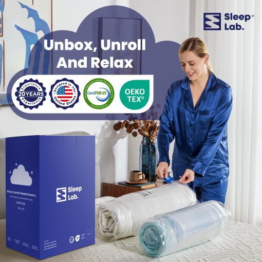 Colchon adicional de espuma viscoelastica de 4 pulgadas de doble capa Sleep Lab - Colchon adicional para colchon queen - Colchon adicional refrigerante para el dolor de espalda - Espuma viscoelastica refrigerante de 2 pulgadas + Parte superior de almohada super suave de 2 pulgadas - Imagen 6