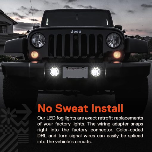 Luces de Niebla LED TRUE MODS de 4 pulgadas 60W Compatible con Jeep Wrangler JK Unlimited JKU Accesorios Frontales de Parachoques 2007-2018 [HALO DRL] [Senales de Giro ambar] Luces Redondas de Conduccion - Imagen 6
