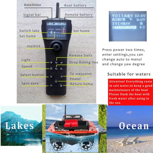 Barcos de pesca de cebo de alta velocidad RC para pesca en oceanos y lagos CRESEAPRODUCTS, alcance de 500M, carga de 4.5KG, control de crucero - Imagen 2
