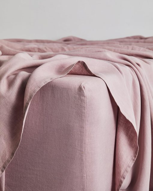 Sabana Ajustable de Lino Bed Threads - 100% Lino de lino frances - 170 GSM - Lujo y respetuoso con el medio ambiente - Transpirable, Duradero y Suave - Solo Sabana Ajustable Individual - Lavanda