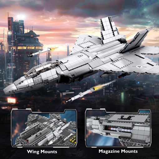 Set de bloques de construccion NUTCRACKER Fighter Jet - Avion militar F-22 Raptor Coleccion de Aviones Militares o Modelo de Exhibicion en Casa, Juguete de construccion de aviones de combate militar para Adultos Adolescentes Ninos 14+ (1837 piezas) - Imagen 5