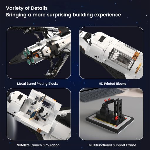 Set de Construccion de Lanzadera de Exploracion Espacial VannMold 17" de Alto con Lanzamiento de Satelite y 2 Maneras de Exhibicion, Juguetes de Lanzadera Espacial STEM para Ninos Ninas Mayores de 8 y Adultos(1274 Piezas) - Imagen 2