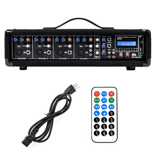 Mezclador de Cabezal PA con Bluetooth y Efectos de 4 Canales y 200 Vatios de Seismic Audio - SA-MA4C