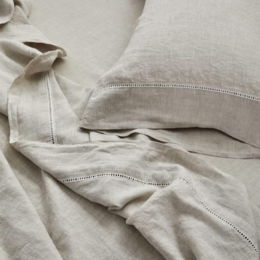 Juego de sabanas de lino Simple&Opulence con dobladillo de encaje - 3 Piezas, 100% Lino Europeo Puro Lavado, Sabanas de Cama (1 Sabana Plana, 1 Sabana Ajustable, 1 Funda de Almohada) - Transpirables y Suaves (Lino con Encaje, Twin) - Imagen 9