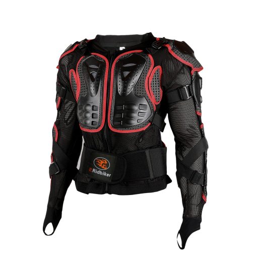 Chaqueta Protectora para Motocicleta RIDBIKER con Armadura Completa Desmontable para Competicion de Motocross Espalda Pecho Camisa de Proteccion (Rojo, S)