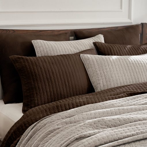 Juego de Funda Reversible de Algodon 100% Jersey Acolchada con Costuras en Canales para Cama Queen, Prewashed Coverlet, 2 Fundas de Almohada Transpirable, Ligero, Antiarrugas, Antidesvanecimiento y Resistente a las Manchas (Marron) - Imagen 3