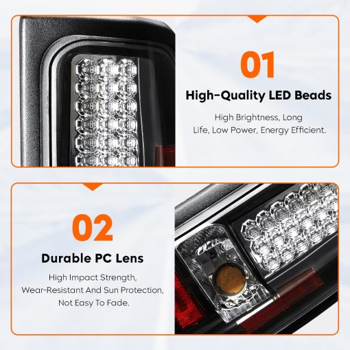 Tresound Luz de Freno LED para Dodge Ram 1500 1994-2001, Ram 2500 3500 1994-2002 Ensamblaje de Luz Trasera Carcasa Cromada Lente Clara - Imagen 5