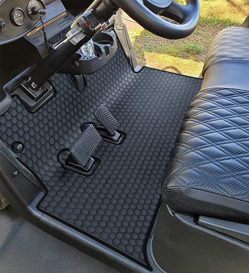 Tapete de piso para carrito de golf Matericuo Full Coverage Custom Fit para EZGO RXV (2008-2024) & 2Five (2009-2024) Negro