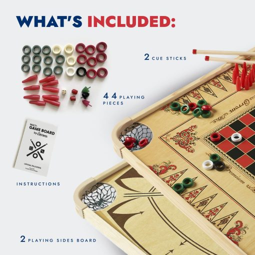 Juego de Mesa Carrom - Juego de Tablero Grande para Adultos y Niños - Mas de 100 Juegos de Mesa para Noche de Juegos en Familia - Todo en un Juego de Mesa - Imagen 4