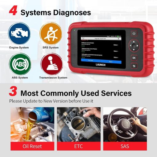 LAUNCH OBD2 Scanner CRP123X Elite Car Scanner, 2024 Actualizacion en Linea de por Vida, Herramienta de Escaneo de Diagnostico con Reinicio de SAS/Acelerador, ABS SRS Transmision Lector de Codigos de Error del Motor del Automovil, Auto VIN, Prueba de Bateria... - Imagen 3