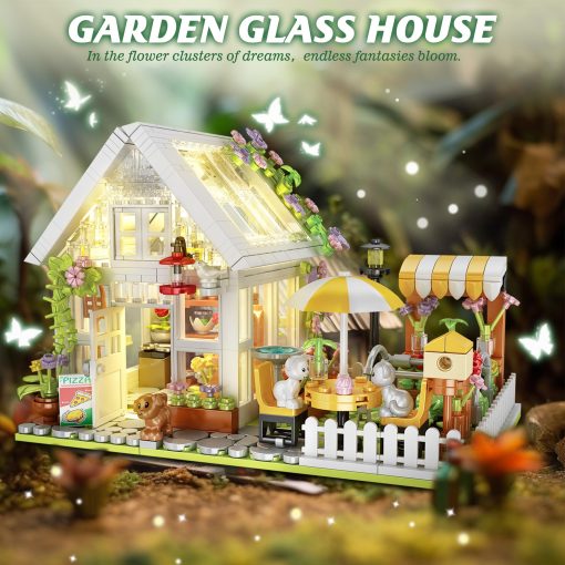 Juego de construccion de casa de flores, juguete de construccion de casa de jardin con luces LED, conjunto de modelo de invernadero creativo, kit de construccion de casa de cristal para jardin, regalo de Navidad y cumpleanos para ninos de 12+ (1188 piezas) - Imagen 5