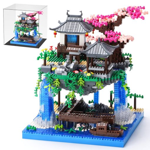 Conjunto de bloques de construccion de arbol de cerezo CAXIMSY con caja de presentacion acrilica Arquitectura china de flor de durazno Conjunto de construccion micro mini juguete regalo para ninos adultos ?3320 piezas?